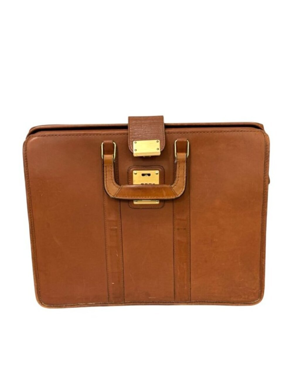Vintage Coach Doctor Bag Briefcase British Tan Leather Framed 17x13x6 No Key USA